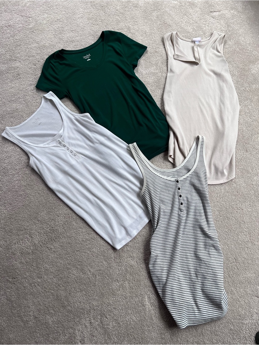 Maternity Tops Bundle - Green, White, Cream, Black-Striped